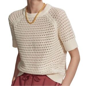 Varley Alva Women’s S Cream Knit Short Sleeve Sweater